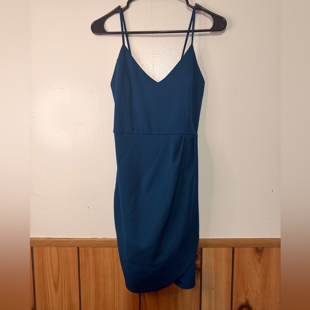 Lulu's Teal Blue Spaghetti Strap Bodycon Dress